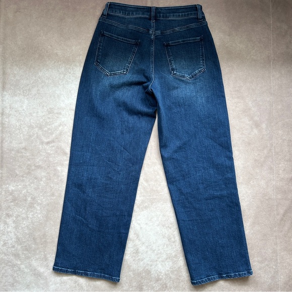 Quince Organic Cotton Stretch High Rise Patch Pocket Wide Leg Blue Jeans 27 - Picture 3 of 6